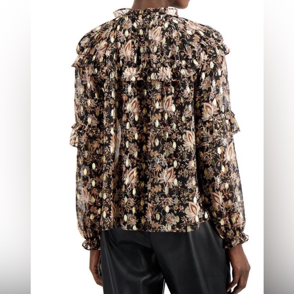 INC International Concepts Floral Print Ruffle Blouse Top in Size Medium - Picture 7 of 8